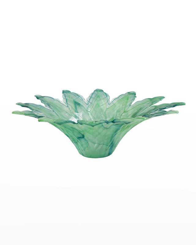 Onda Glass Green Leaf Large Centerpiece